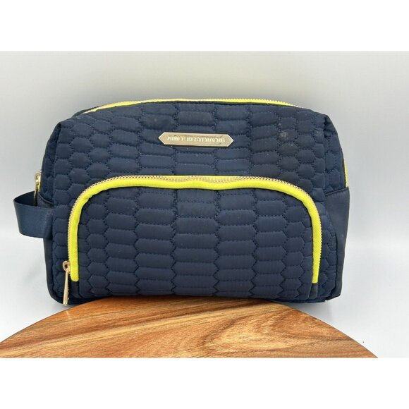 Aimee Kestenberg Handbags - Aimee Kestenberg Cosmetic Bag Tote Quilted Puffer Navy Blue Zip Belt Handle